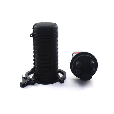 144F Capacity Fiber Optic Splice Closure Black Heat Sealing Cap Type 3 In 3 Out