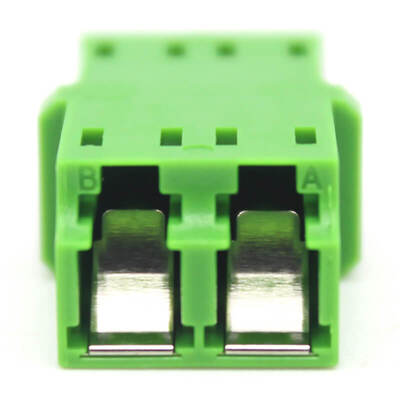 Green SM LC/APC Duplex Fiber Optic Adapter with Inner Shutter 0.2 dB Insertion Loss and 500 Cycle Durability