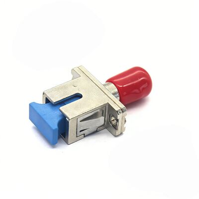 FTTH SC UPC to ST UPC Simplex Fiber Optic Adapter with 0.2 dB Insertion Loss in Metal Case with Flange and 500 Cycle Durability