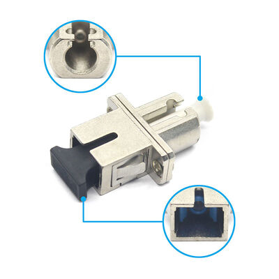 SC UPC to LC UPC Simplex Fiber Optic Adapter in Metal Case with Flange, 0.2dB Insertion Loss, 500 Cycle Durability