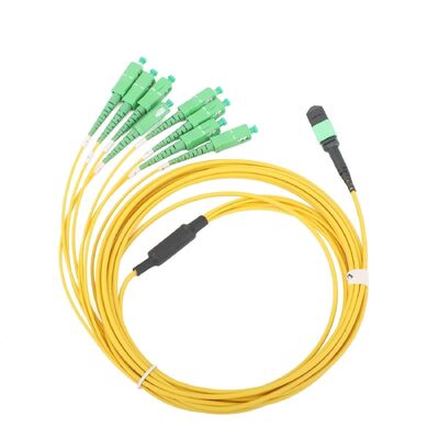 8 Cores Single Mode MPO to SC UPC Fiber Optic Breakout Cable Patch Cord