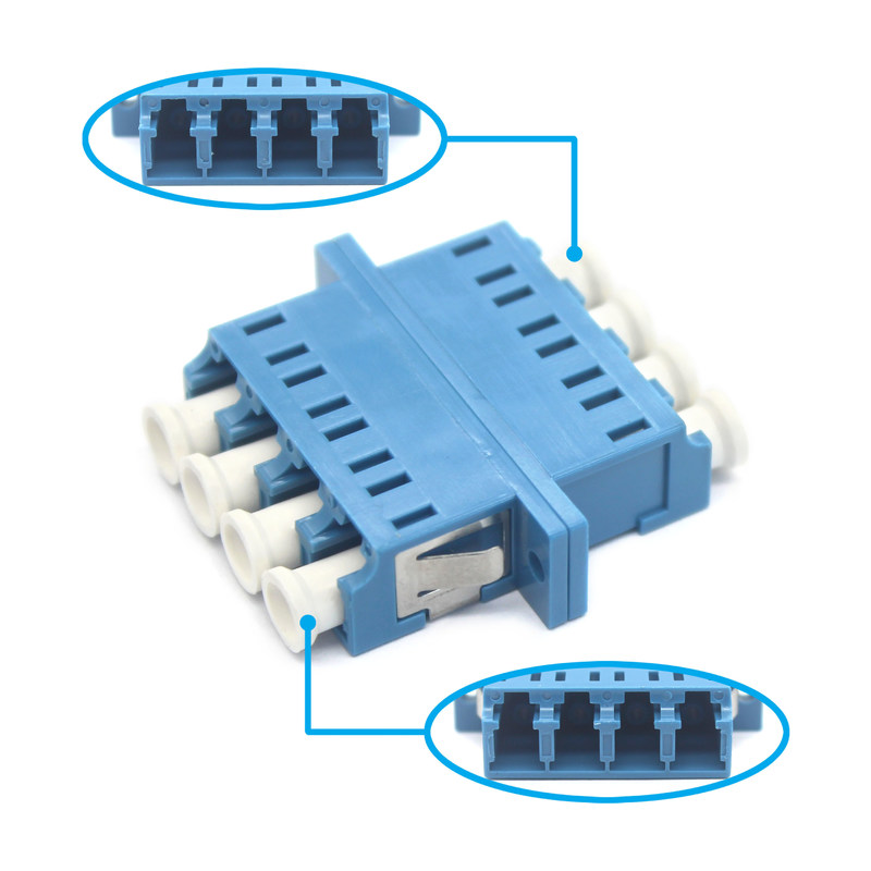 FTTH LC UPC Optical Quadruplex Adapter with Flange Durability 0.2 dB 500 Cycle Passed