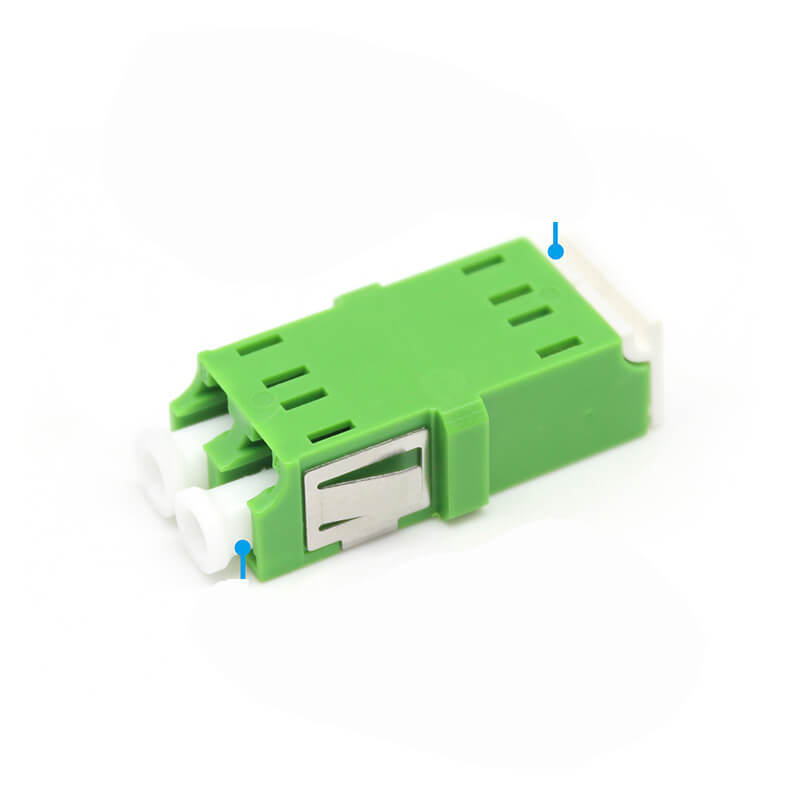 Green SM LC/APC Duplex Fiber Optic Adapter with Inner Shutter 0.2 dB Insertion Loss and 500 Cycle Durability