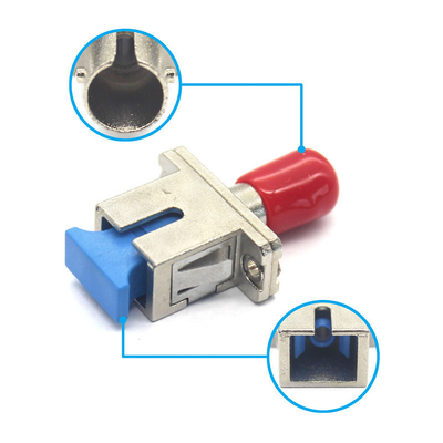 Low Insertion Loss SC UPC to ST UPC Simplex Optical Adapter in Metal Case with Flange