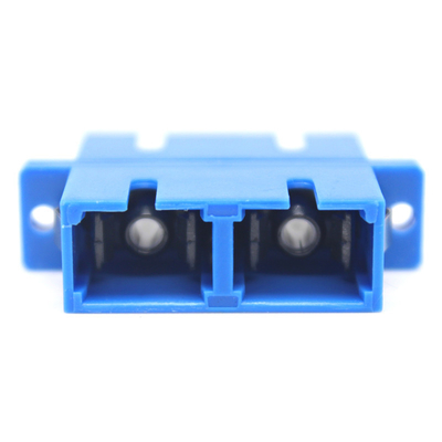SC UPC Bule Duplex Fiber Optic Adapter with Flange Durability 0.2 dB 500 Cycle Passed