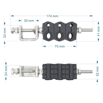 6 Cable Capacity Customized Single hole three way power cable feeder clamp Fiber Optic for 1 Time
