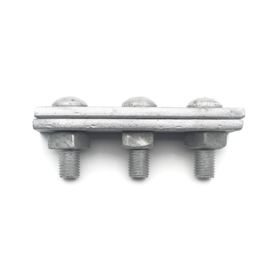250daN MBL Galvanized Steel Overhead Line Cable Straight 3 Hole Angled 1/2" Guy Clamp