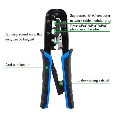Steel Handle Multi-connector Module Plug Crimping Tool for Imperial Measurement System