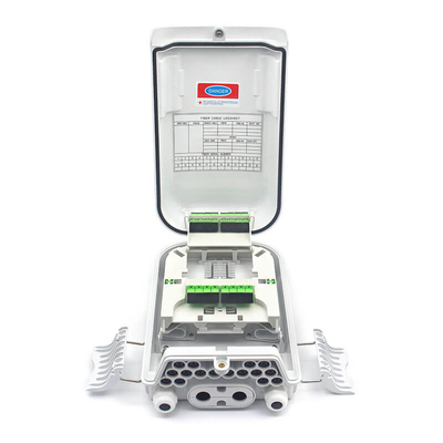 16 Cores ABS Ftth Fiber Termination Box With 2x1:8 Tube Splitter Waterproof