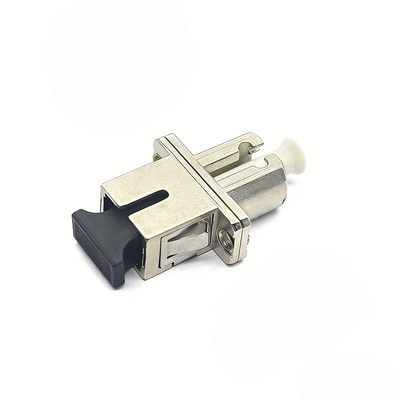 SC UPC to LC UPC Simplex Fiber Optic Adapter in Metal Case with Flange, 0.2dB Insertion Loss, 500 Cycle Durability